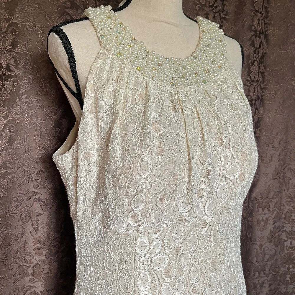Cachet Dress For Homecoming, Bride, Prom, Lace & Pearl Beading Worn Once Size 16 - Picture 6 of 16